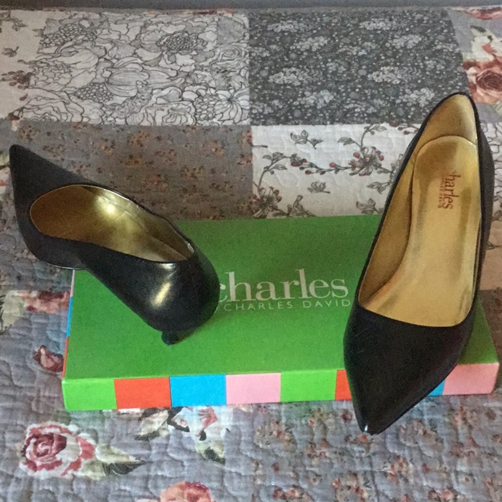 Black leather heels